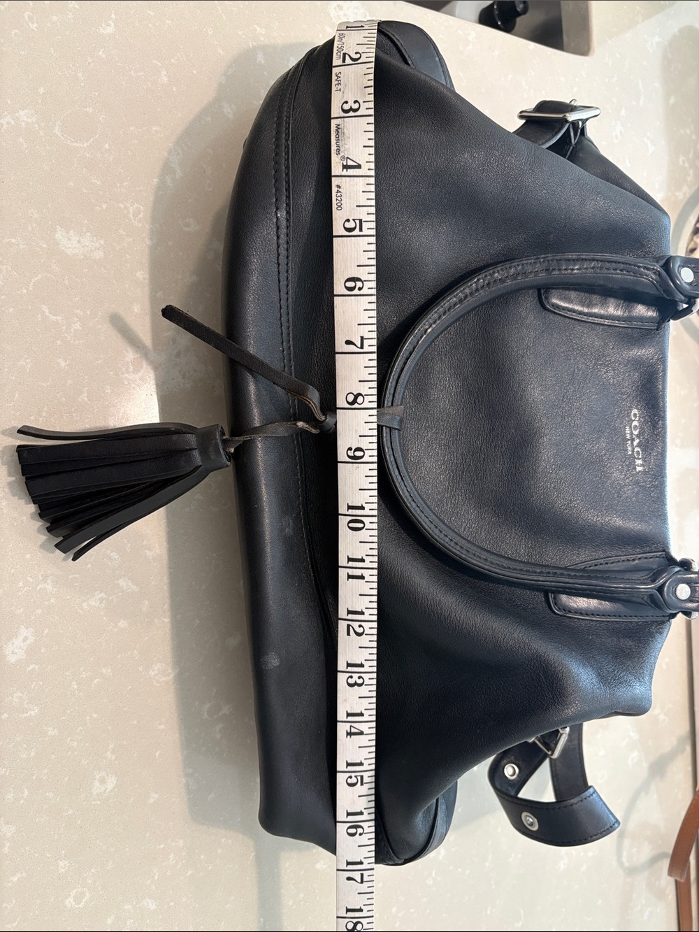 Coach Black Leather Satchel with Tassel Accent - Picture 7 of 7